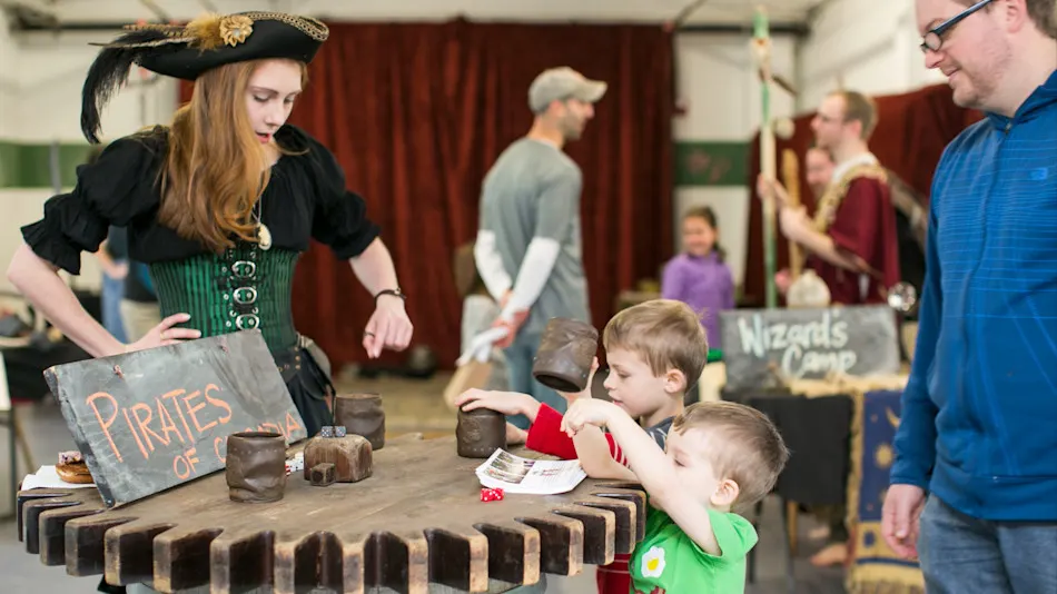 Guides and kids at a Trackers role-playing event