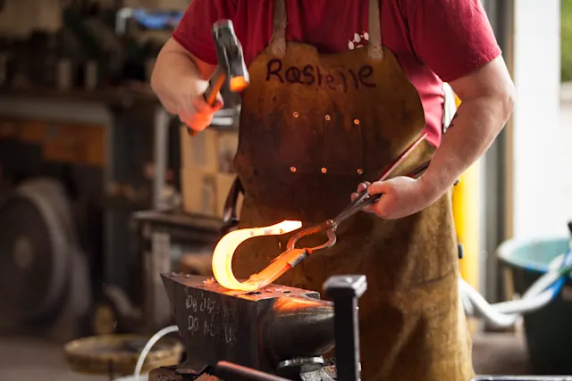 Blacksmith working hot steel